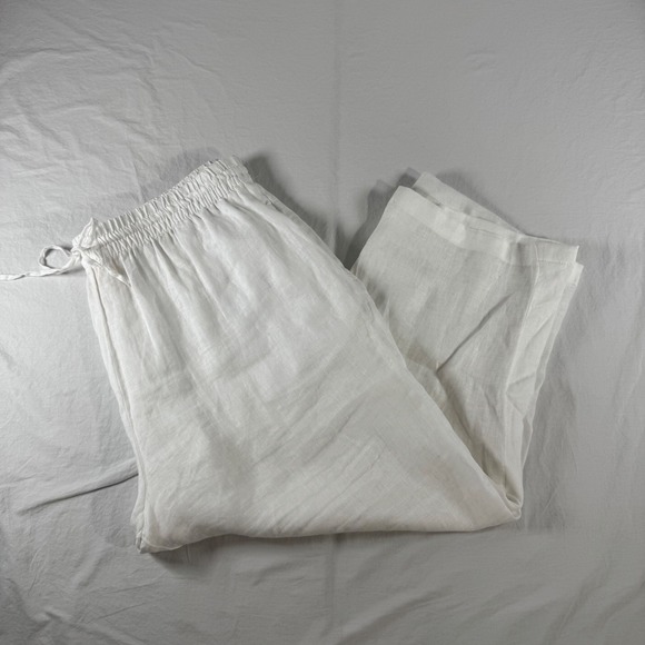 Elie Tahari Pants - Elie Tahari Woman's Size 2X White 100% Linen Sheer Pull On Pants Swim Coverup